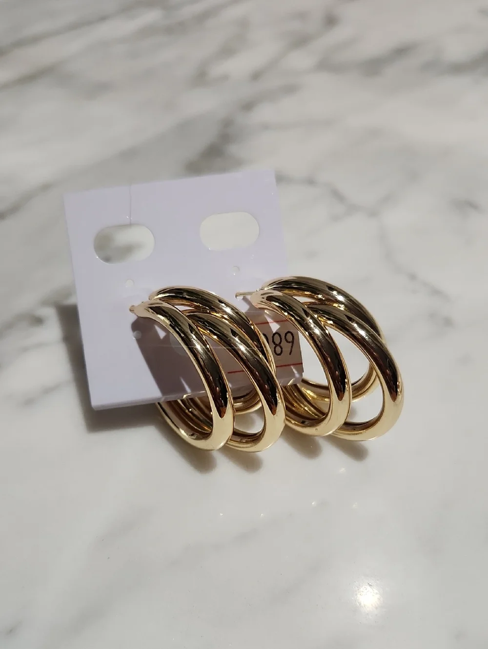 Gold Tone Triple Hoop Earrings - Women Jewelry